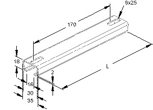 C-Ankerschiene 35x18x300mm pulverbeschichtet, RAL 7035, lichtg